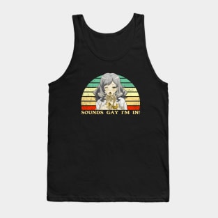 Sounds Gay I'm In - Lesbian Anime Pun - Retro Sunset Tank Top